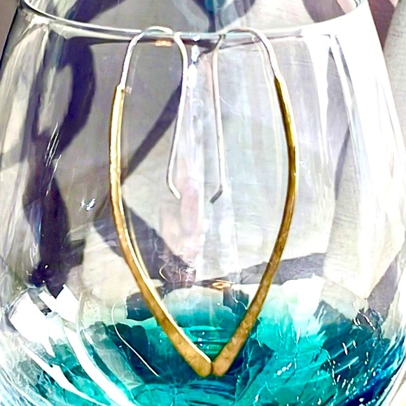 Silpada Sterling Silver & Hammered Brass Threader Earrings Beautiful 😍 !! - Picture 3 of 5